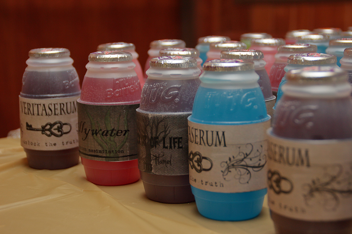 Drink bottles labelled as potions