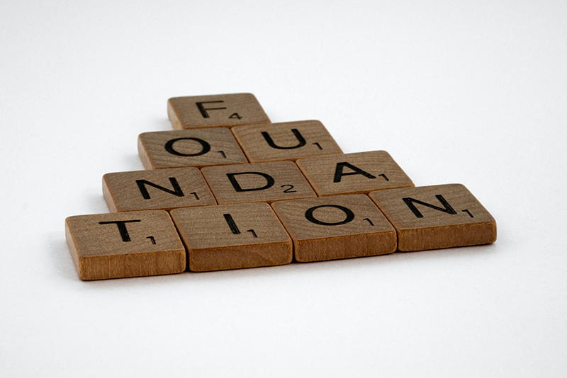 Foundation spelled out with block letters