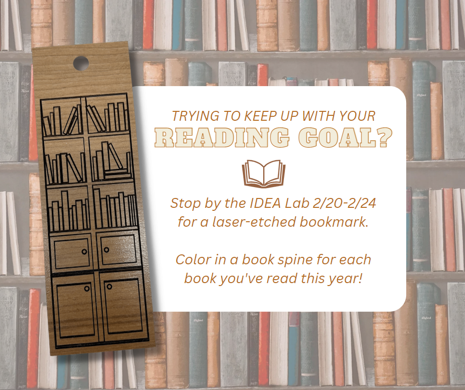 Keep track of your reading goals with a fillable laser-etched bookmark starting February 20th while supplies last