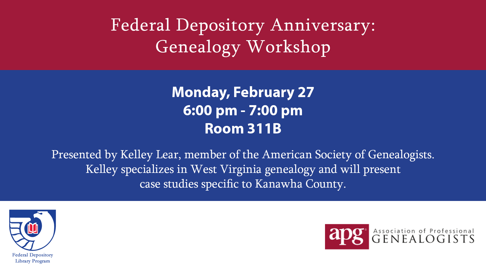 Federal Depository Anniversary: Genealogy Workshop