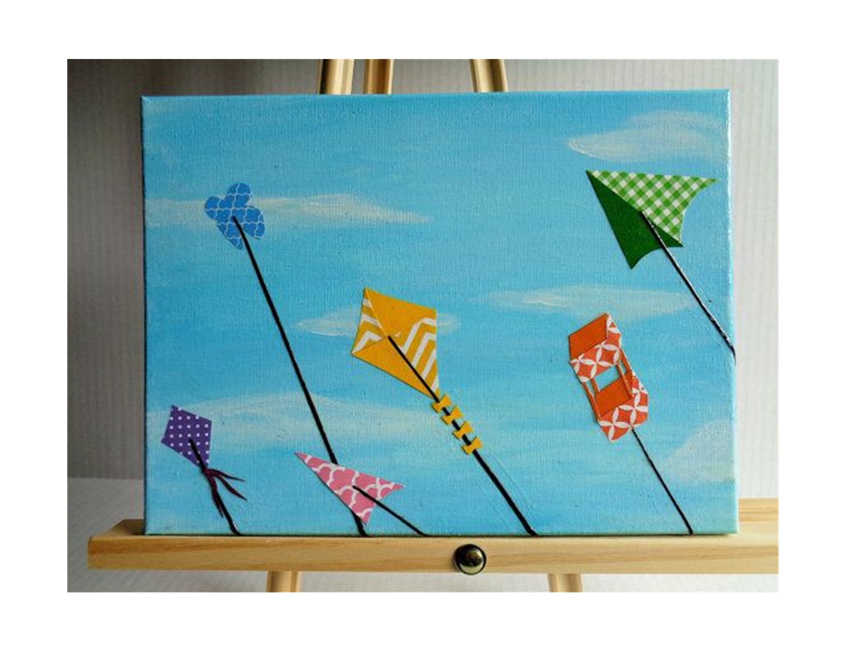 Acrylic painting of sky and kites
