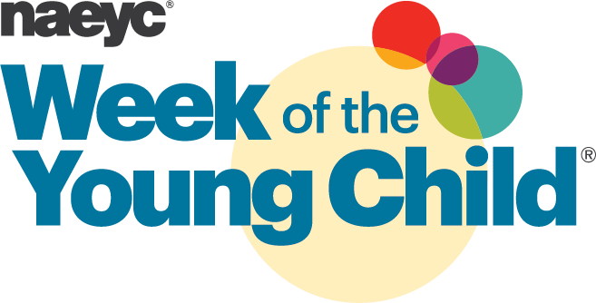Week of the Young Child Logo with colorful circles in upper right corner