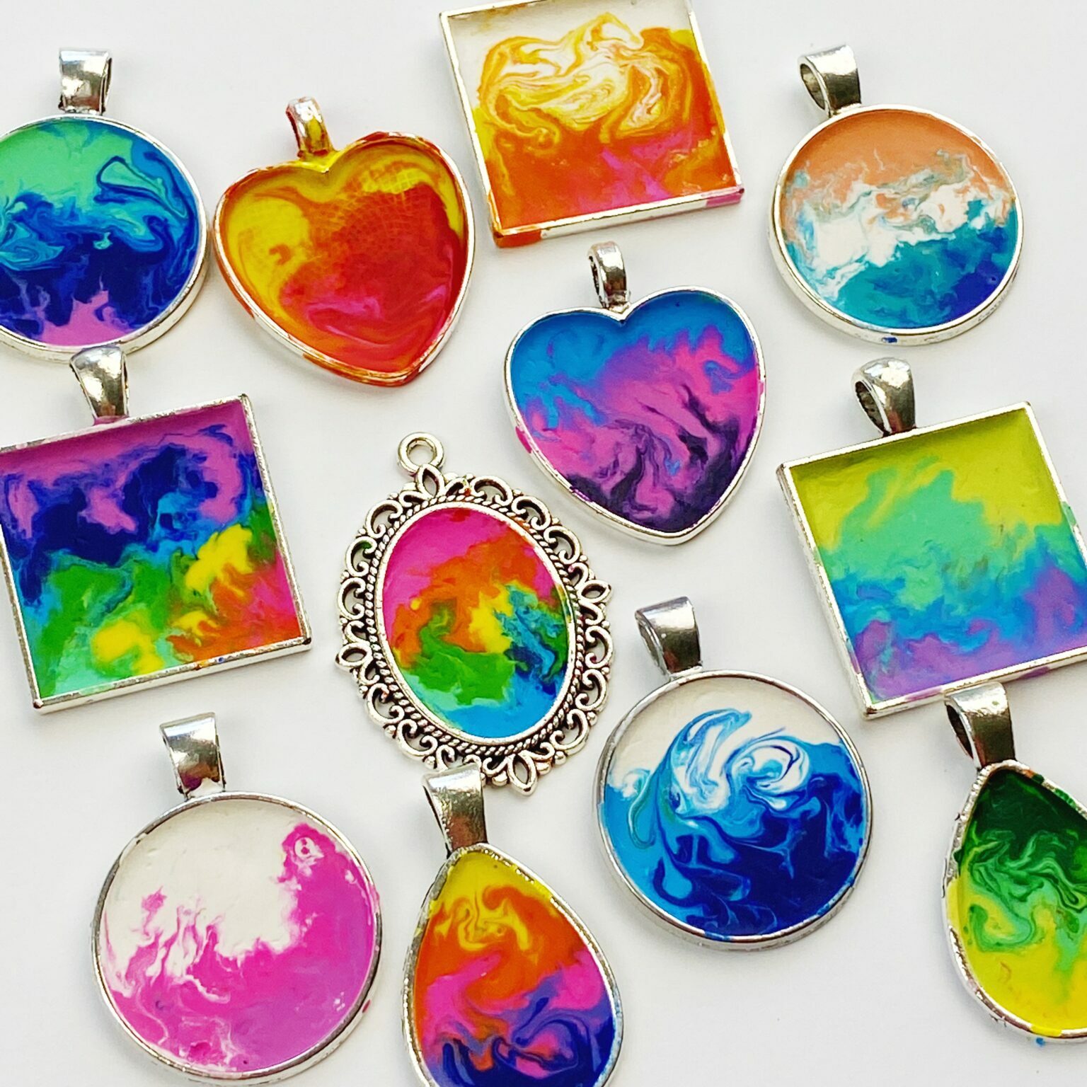 Melted crayon pendants 