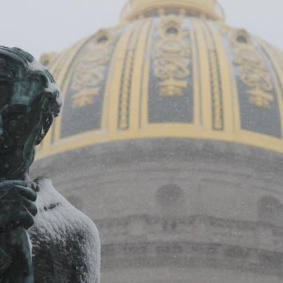 Lincoln Statue with WV Capitol Dome