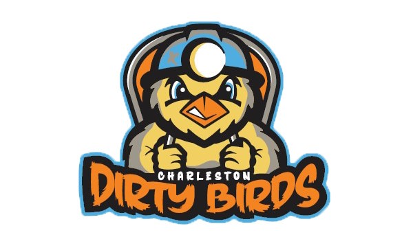 Charleston Dirty Bird Baseball Team Logo a Bird in Coal Miner Gear