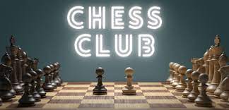 Chess Pieces on Either Side with "Chess Club" in the Middle
