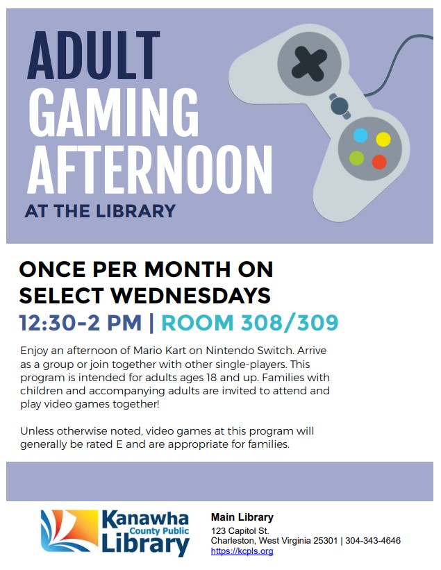 Adult Gaming Afternoon promo