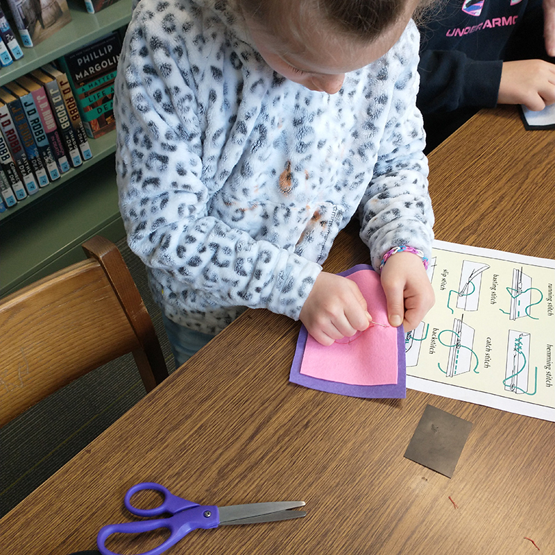 sewing in the library