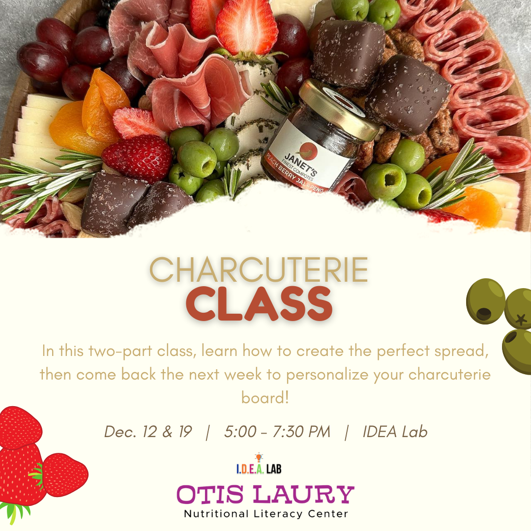 Part one of our Charcuterie Creation Class is on Tuesday, December 12th from 5 to 7 PM