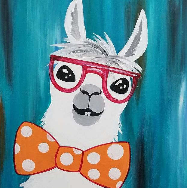 Llama with glasses and bow tie