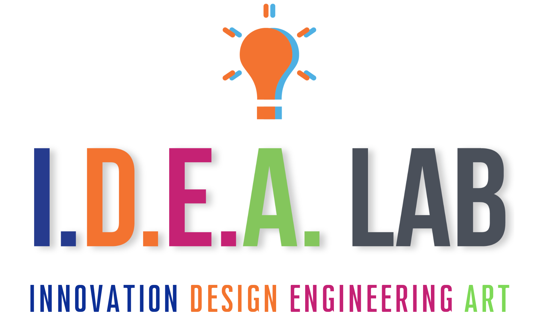IDEA Lab logo with light bulb. The IDEA acronym stands for Innovation, Design, Engineering, Art.