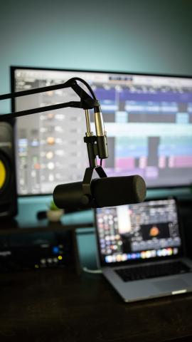 Stock image of a podcast studio