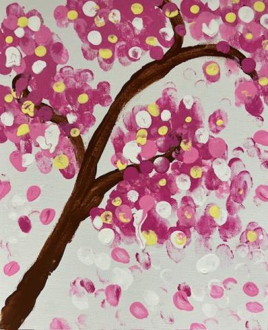 finger painted cherry blossom 
