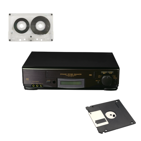 Digital Conversion Station featuring VHS, cassette, floppy disk readers
