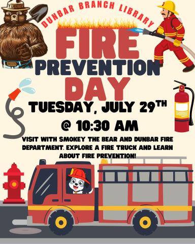 fire prevention day fire truck and smokey the bear