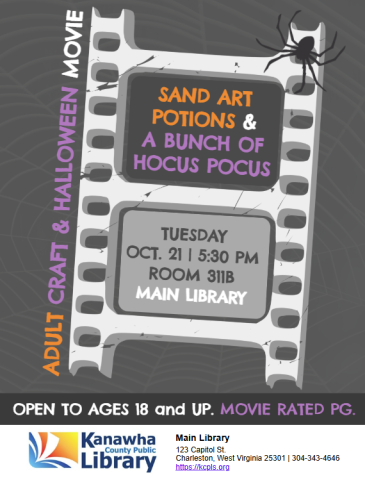 Adult Halloween Program flyer 2025