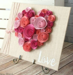 Heart made from 3D paper flowers