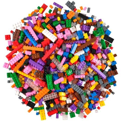 Plastic bricks in assorted colors