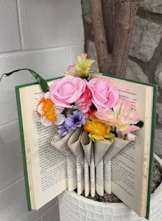 recycled, repuposed, reused book flower vase