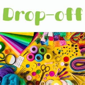Text: Drop-off Photo: colorful craft supplies