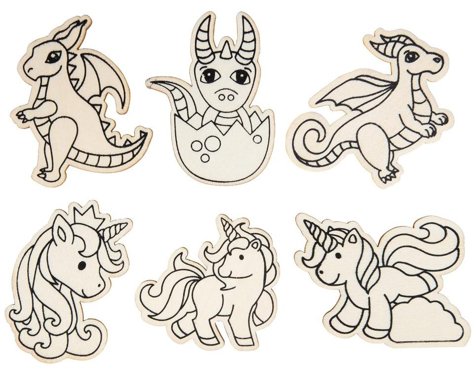 wood dragon and unicorn