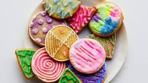 Platter of brightly decorated sugar cookies