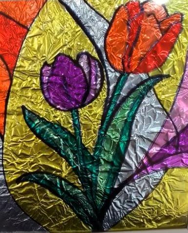 Faux stained glass flower 
