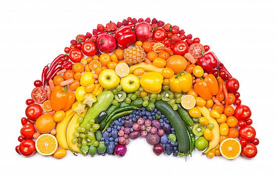 Rainbow made from fruit and vegetables 