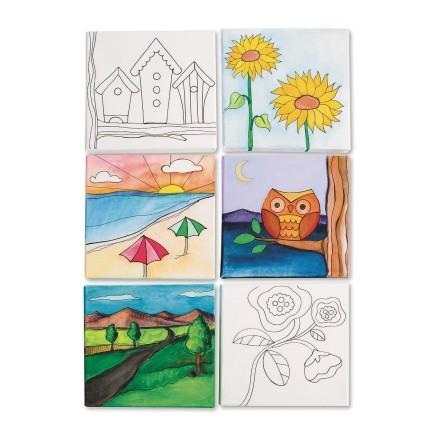 Six different canvas painting scenes