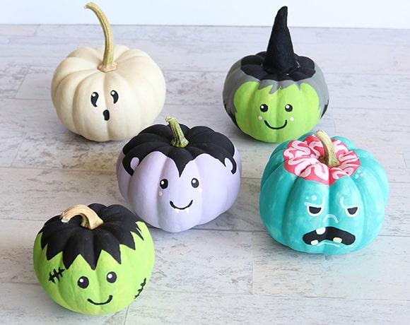 Mini Pumpkins with painted faces