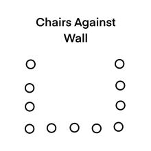 Diagram showing chairs against wall layout